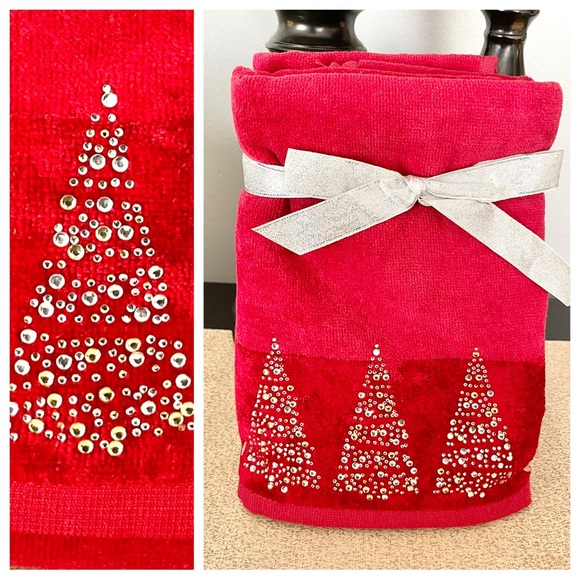 Glitz + Glimmer Bath New Set Of 2 Jeweled Christmas Tree Hand
